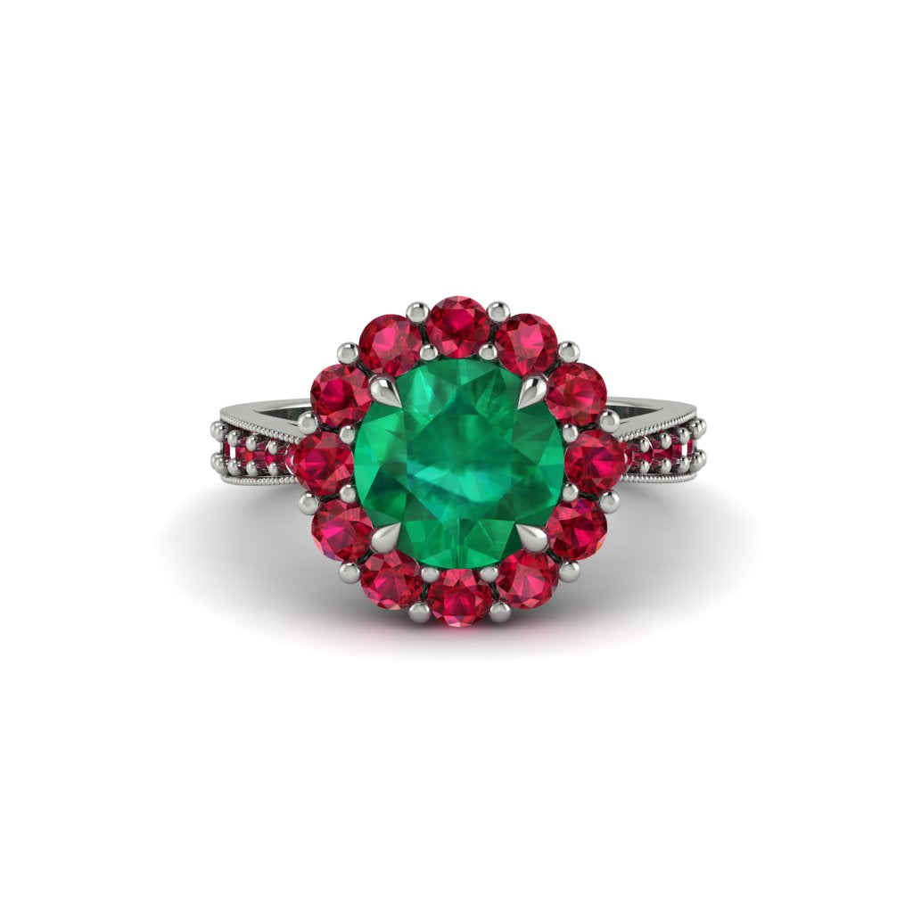 Ruby Round Halo Engagement Ring - Unity No. 51