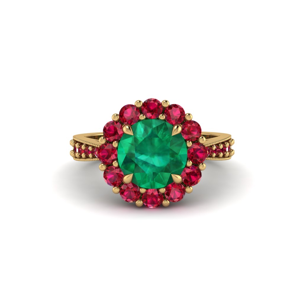 Ruby Round Halo Engagement Ring - Unity No. 49
