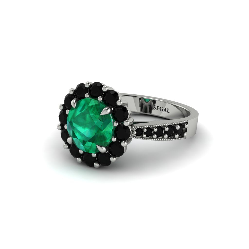 Black Diamond Round Halo Engagement Ring - Unity No. 36