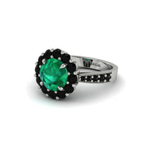 Black Diamond Round Halo Engagement Ring - Unity No. 36 image 1