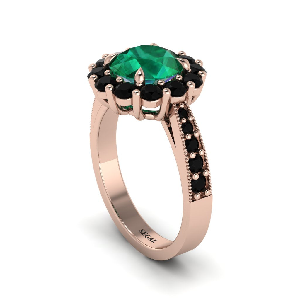 Black Diamond Round Halo Engagement Ring - Unity No. 35