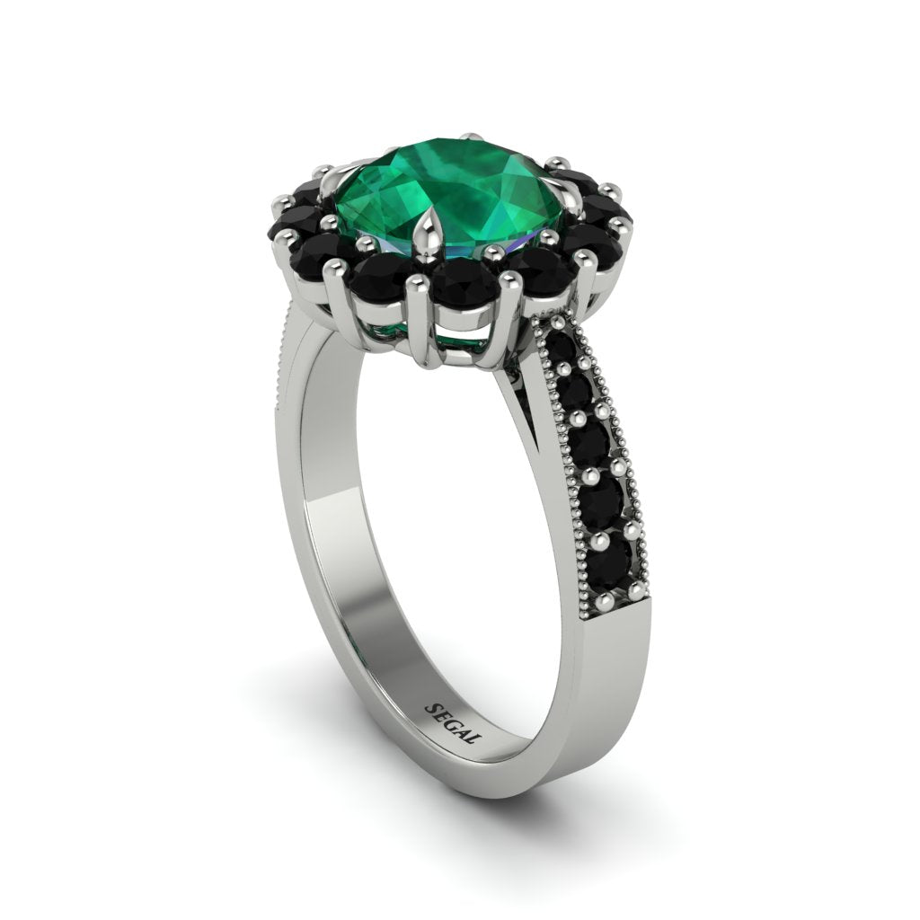 Black Diamond Round Halo Engagement Ring - Unity No. 36