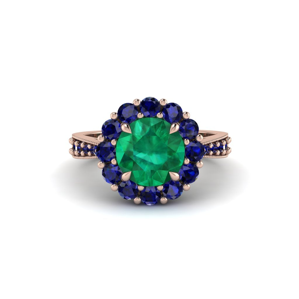 Sapphire Round Halo Engagement Ring - Unity No. 65