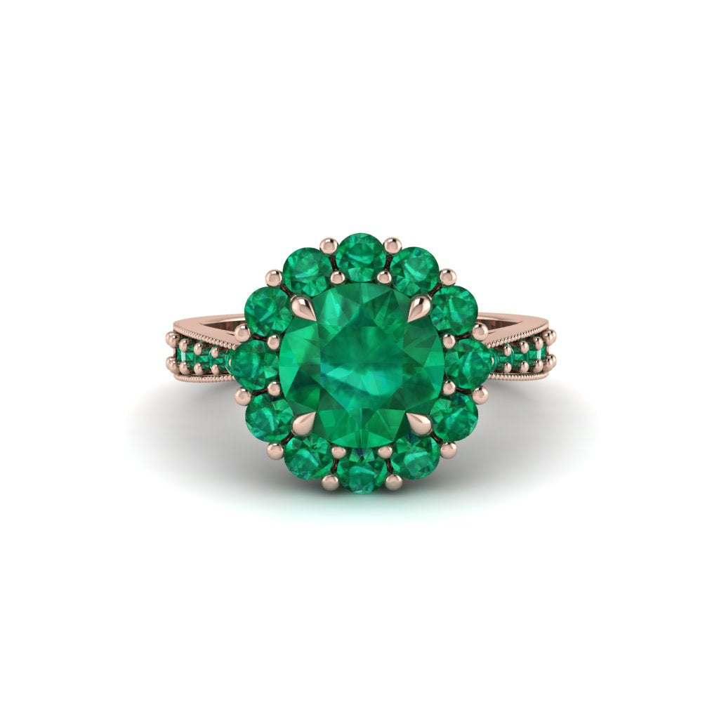 Emerald Round Halo Engagement Ring - Unity No. 20