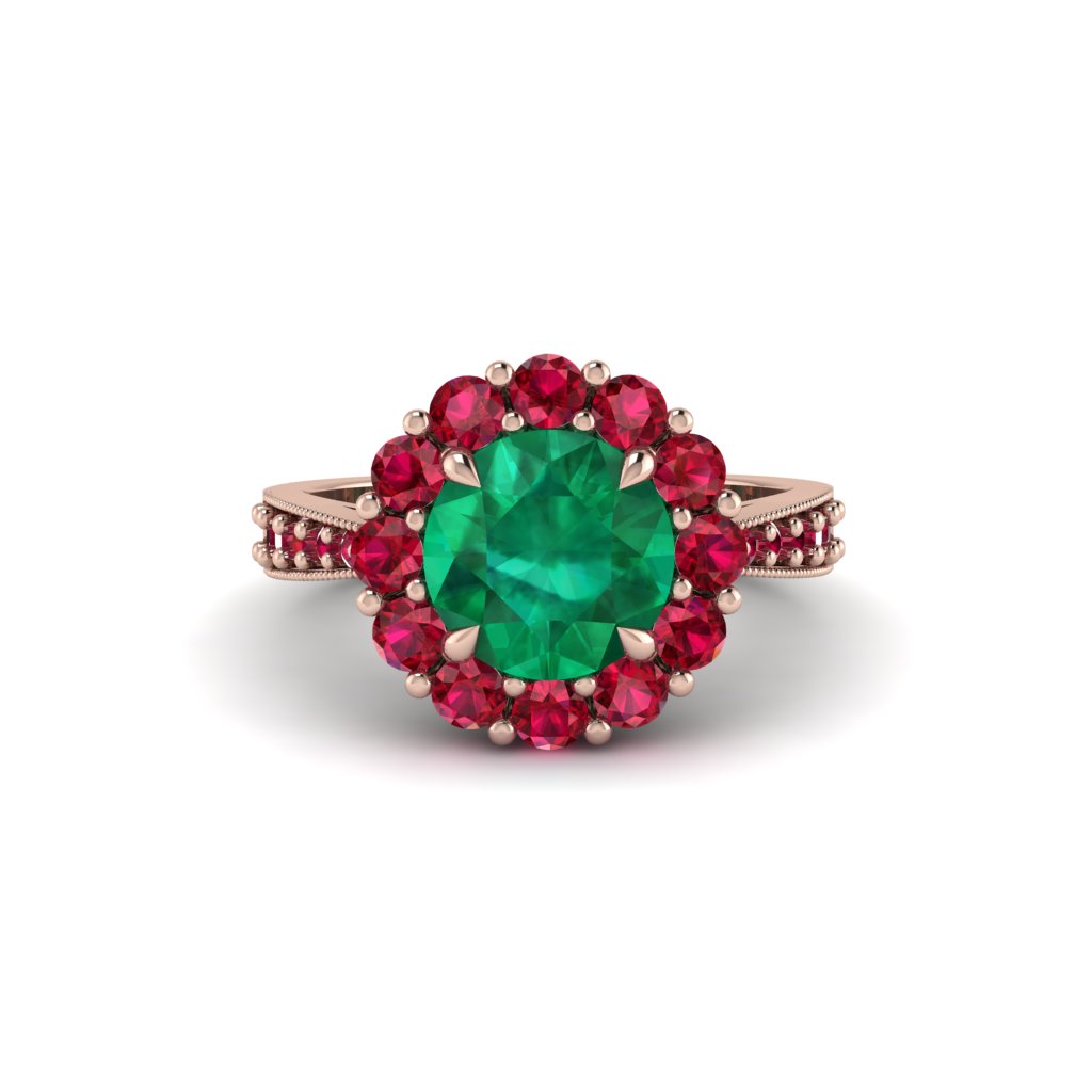 Ruby Round Halo Engagement Ring - Unity No. 50