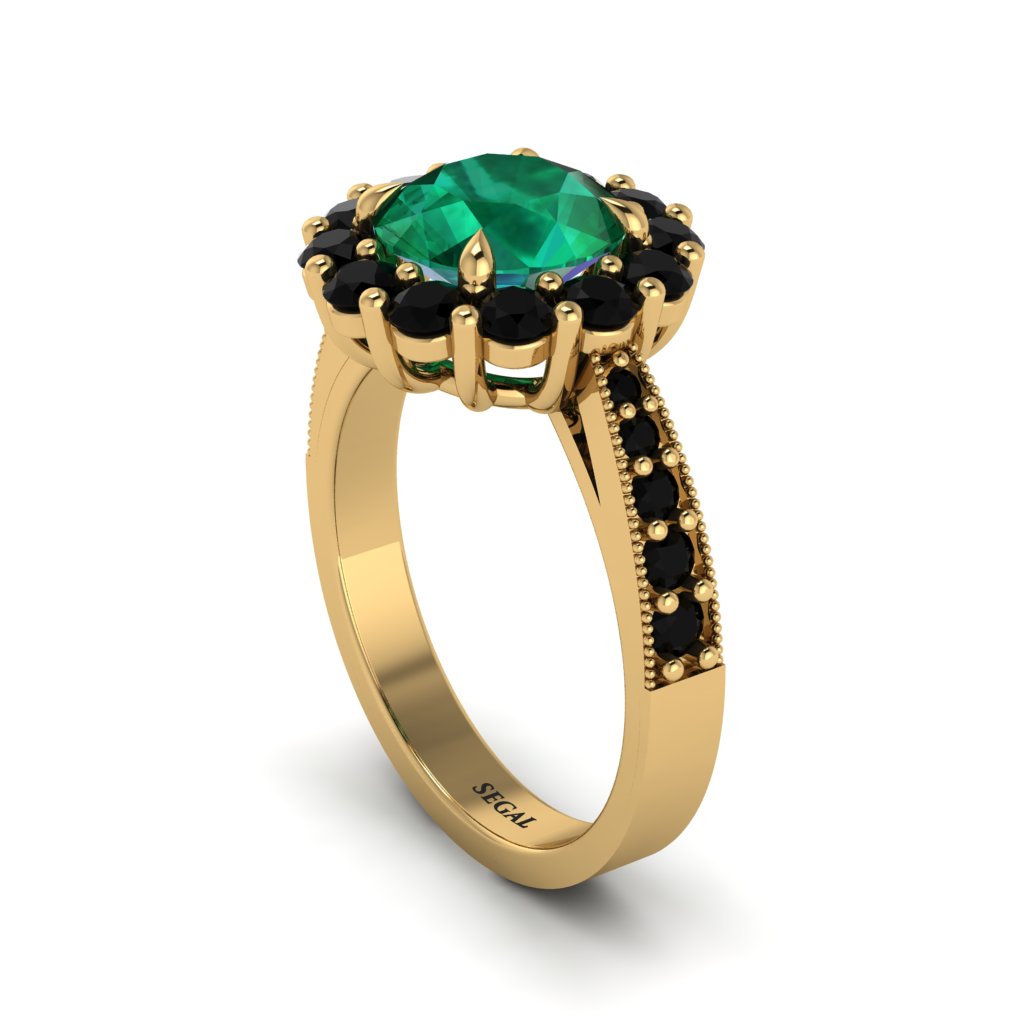 Black Diamond Round Halo Engagement Ring - Unity No. 34