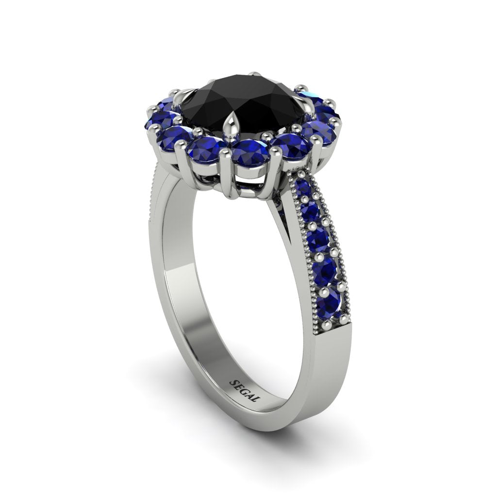 Sapphire Round Halo Engagement Ring - Unity No. 69