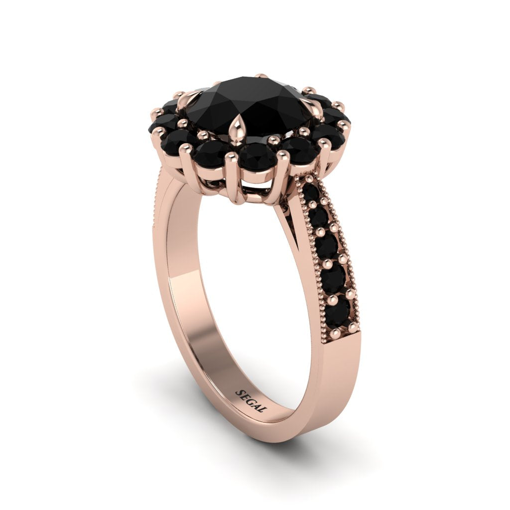 Black Diamond Round Halo Engagement Ring - Unity No. 38