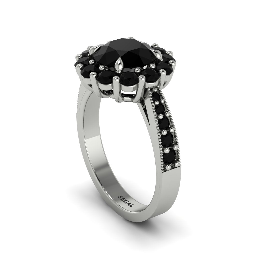 Black Diamond Round Halo Engagement Ring - Unity No. 39