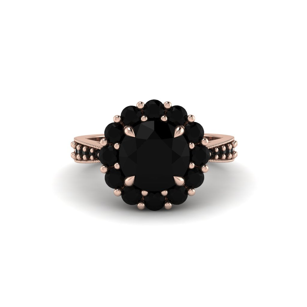 Black Diamond Round Halo Engagement Ring - Unity No. 38