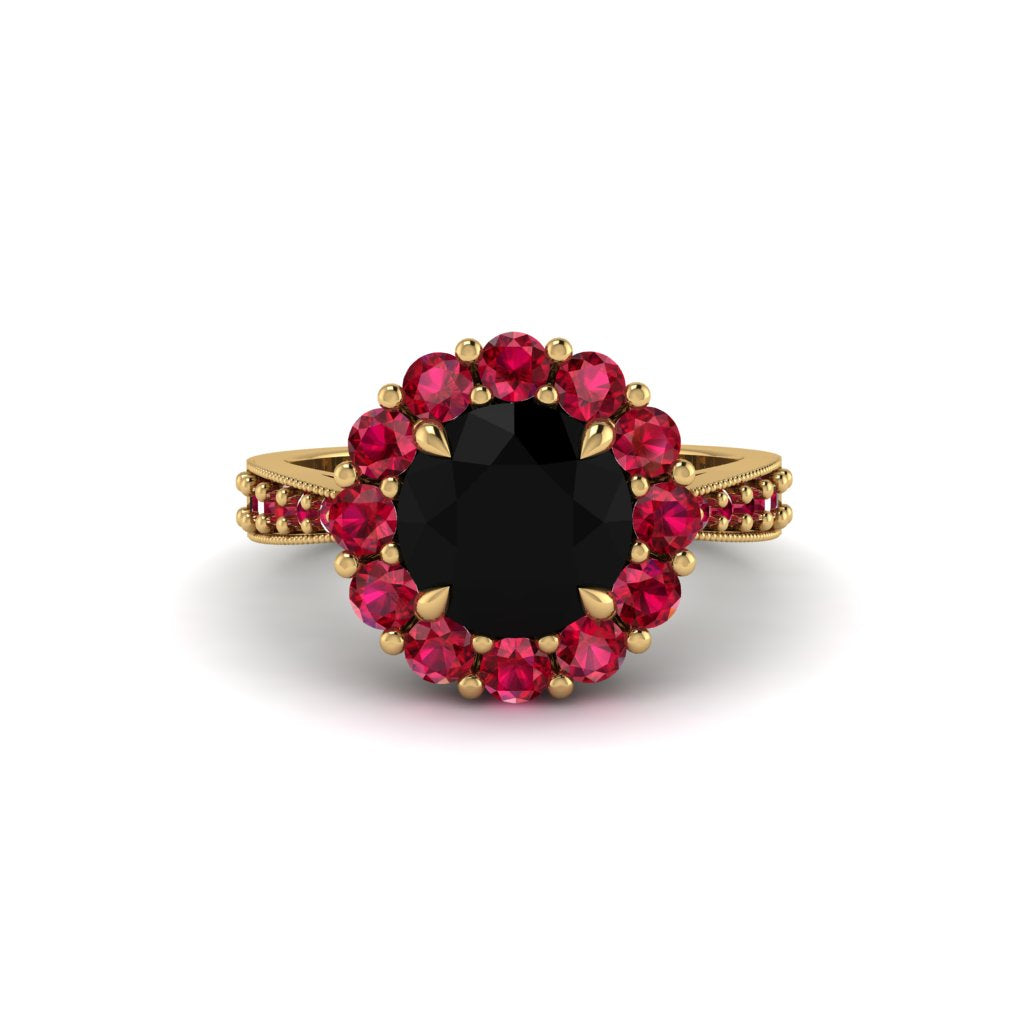 Ruby Round Halo Engagement Ring - Unity No. 52