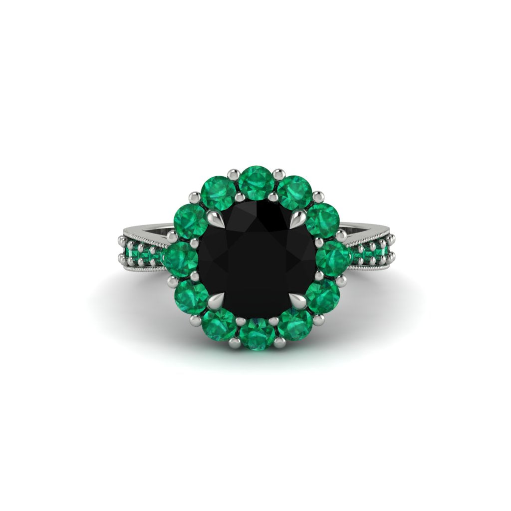 Emerald Round Halo Engagement Ring - Unity No. 24