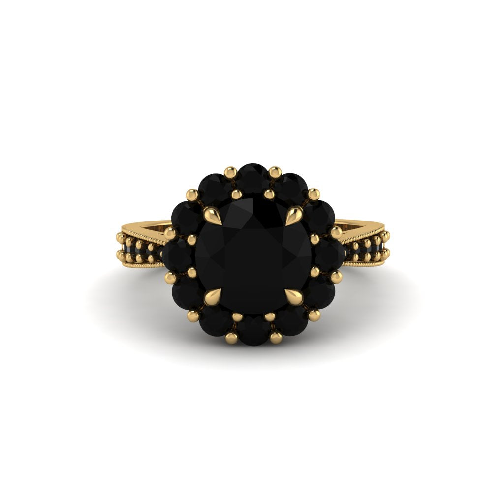 Black Diamond Round Halo Engagement Ring - Unity No. 37