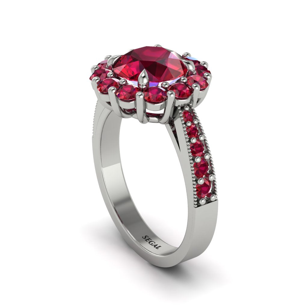 Ruby Round Halo Engagement Ring - Unity No. 57