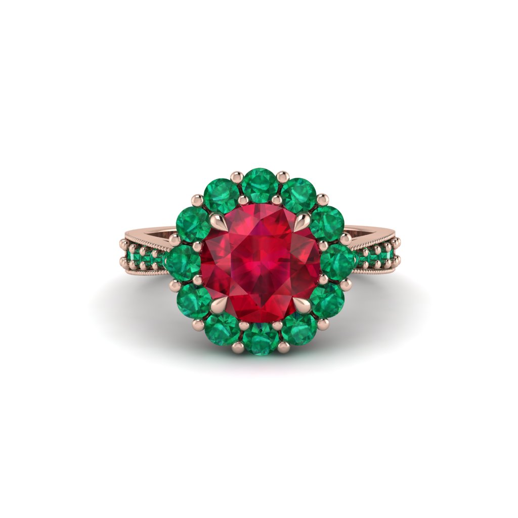 Emerald Round Halo Engagement Ring - Unity No. 26