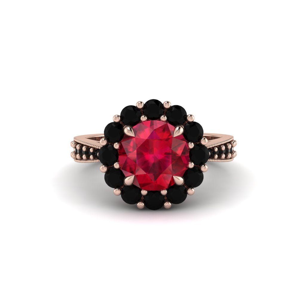 Black Diamond Round Halo Engagement Ring - Unity No. 41