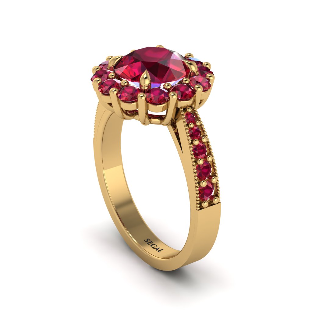 Ruby Round Halo Engagement Ring - Unity No. 55