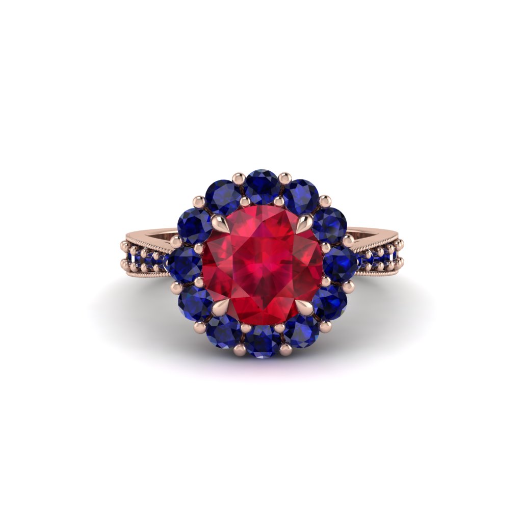 Sapphire Round Halo Engagement Ring - Unity No. 71