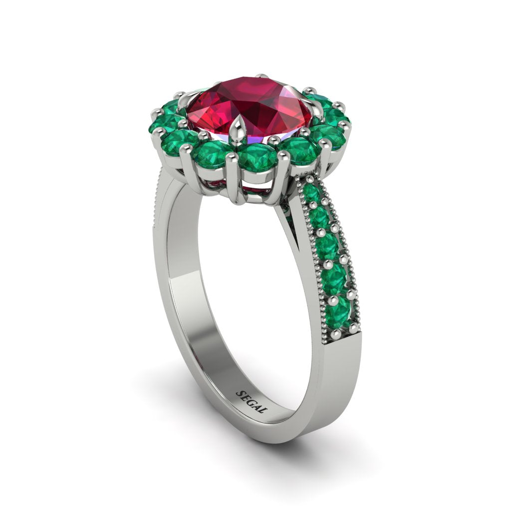 Emerald Round Halo Engagement Ring - Unity No. 27