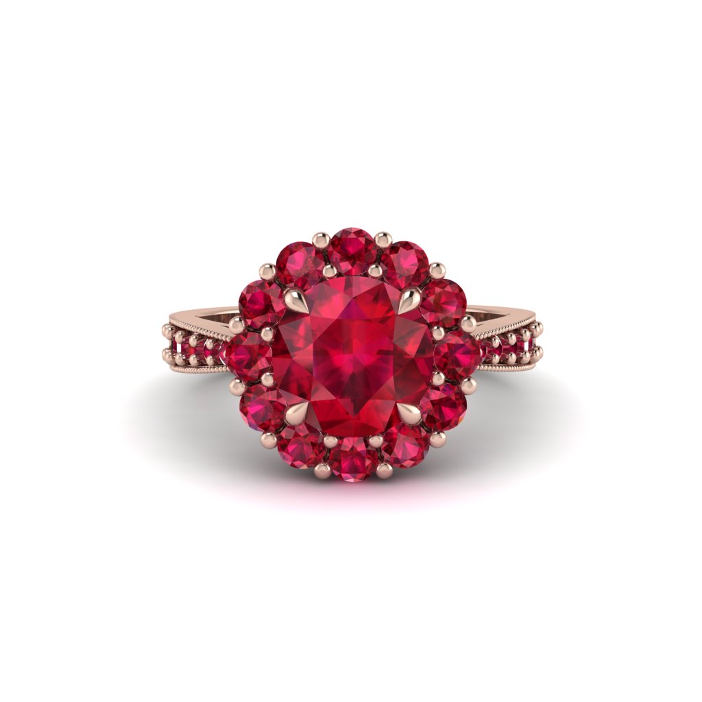 Ruby Round Halo Engagement Ring - Unity No. 56