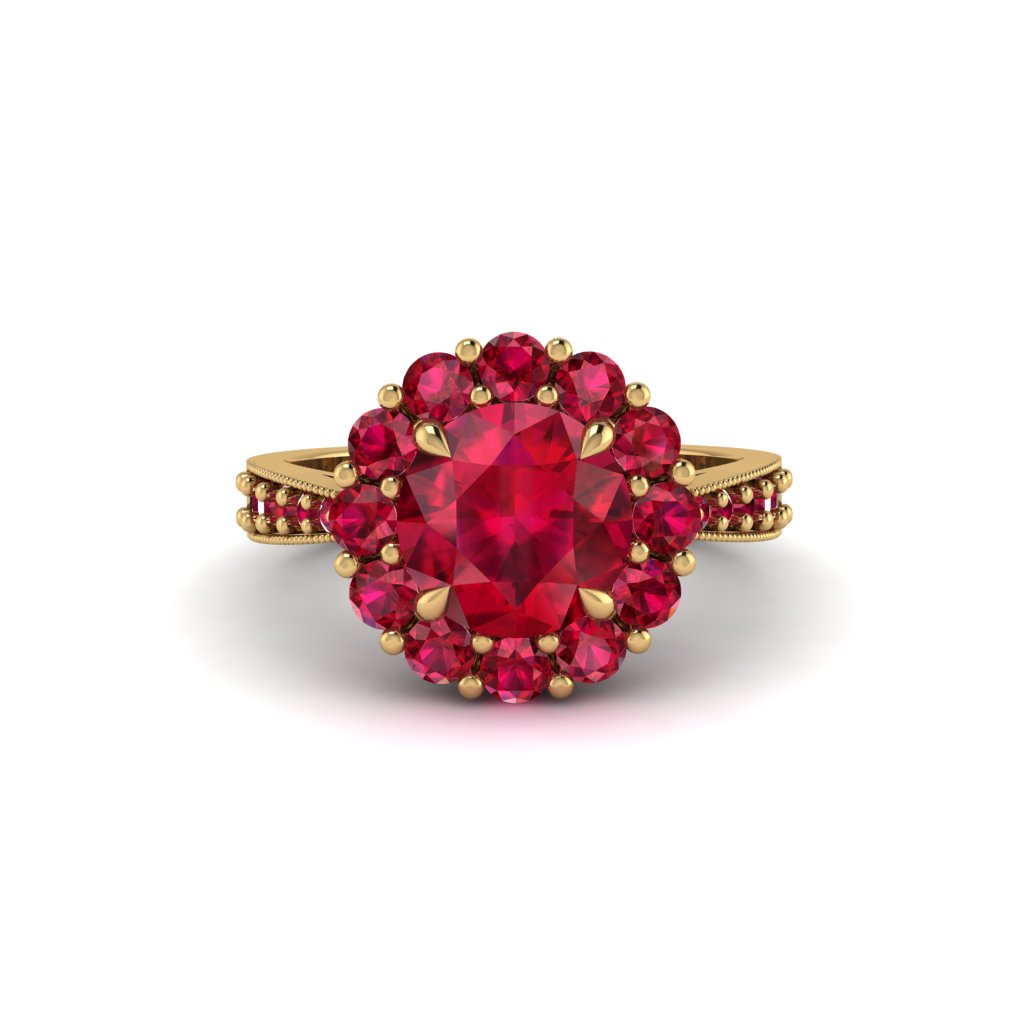 Ruby Round Halo Engagement Ring - Unity No. 55