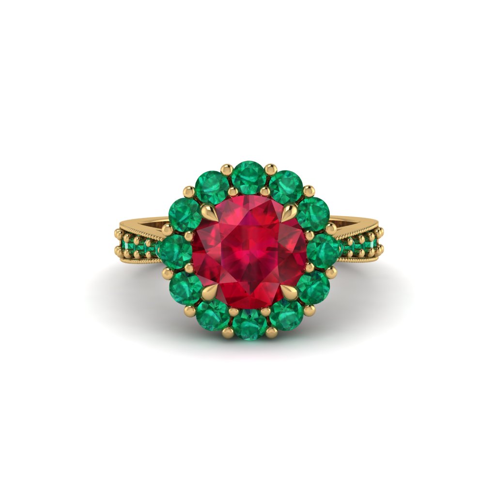 Emerald Round Halo Engagement Ring - Unity No. 25