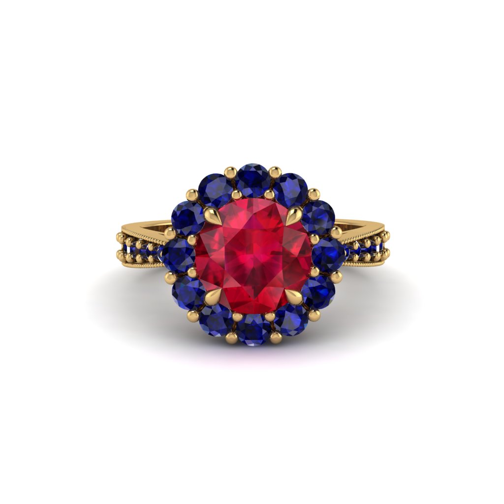 Sapphire Round Halo Engagement Ring - Unity No. 70
