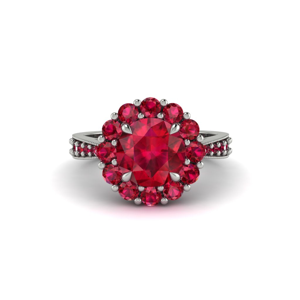 Ruby Round Halo Engagement Ring - Unity No. 57