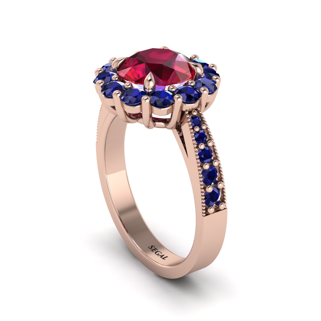 Sapphire Round Halo Engagement Ring - Unity No. 71
