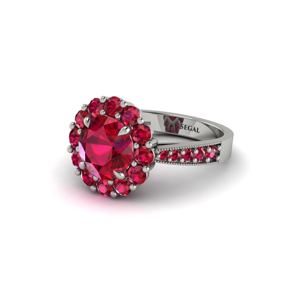 Ruby Round Halo Engagement Ring - Unity No. 57