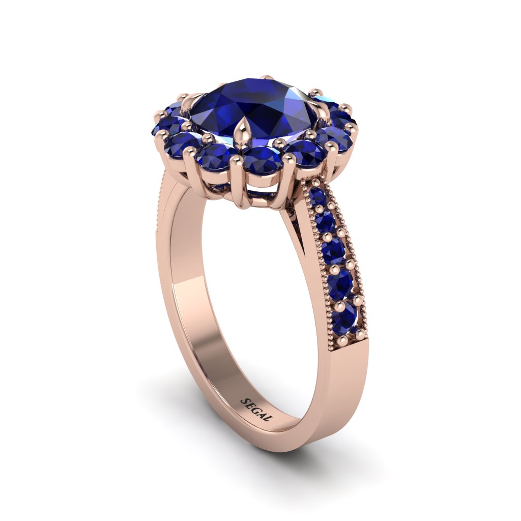 Sapphire Round Halo Engagement Ring - Unity No. 74