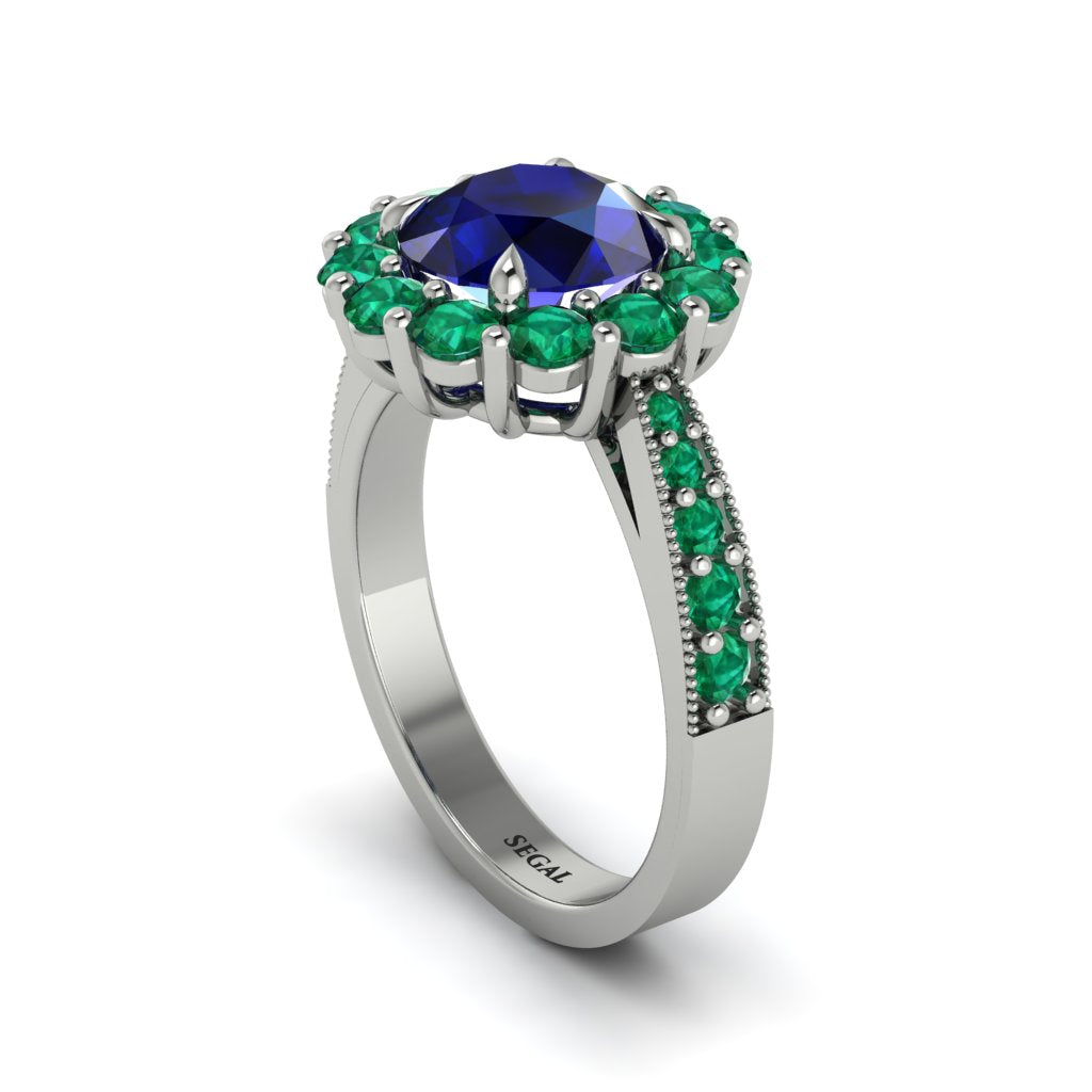 Emerald Round Halo Engagement Ring - Unity No. 30