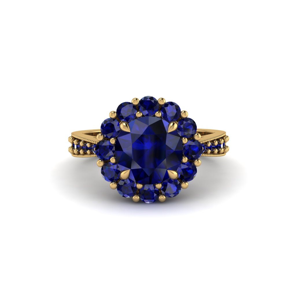 Sapphire Round Halo Engagement Ring - Unity No. 73