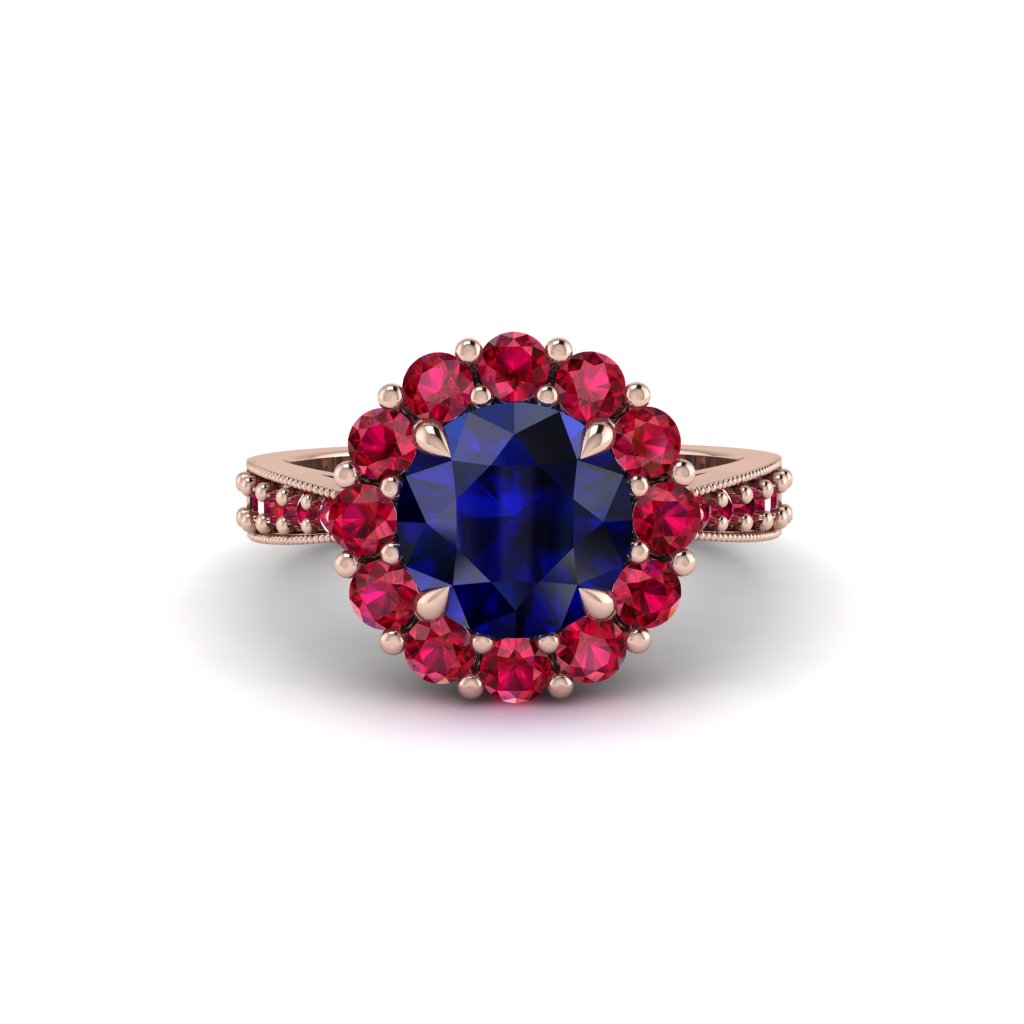 Ruby Round Halo Engagement Ring - Unity No. 59