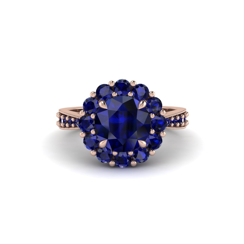 Sapphire Round Halo Engagement Ring - Unity No. 74
