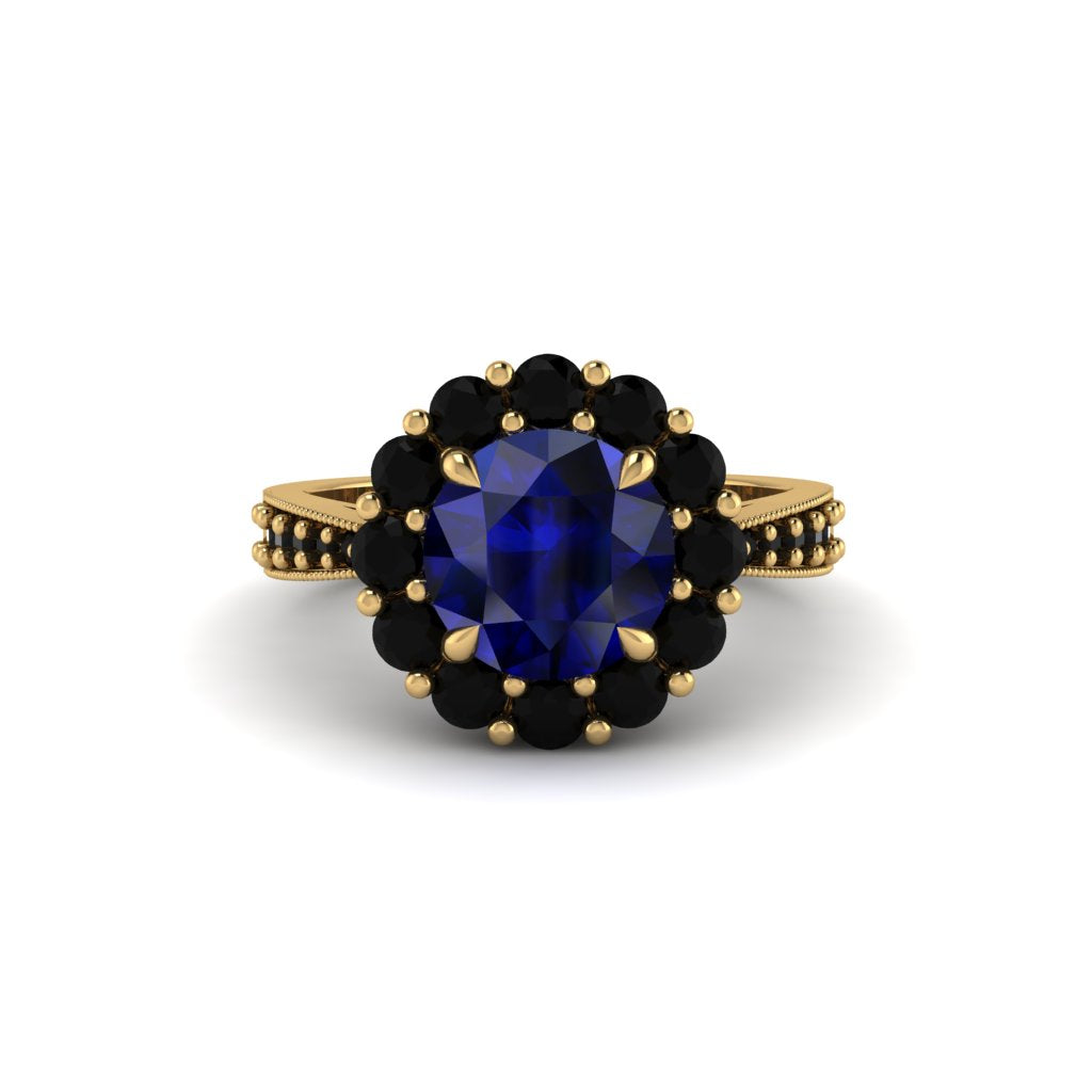 Black Diamond Round Halo Engagement Ring - Unity No. 43