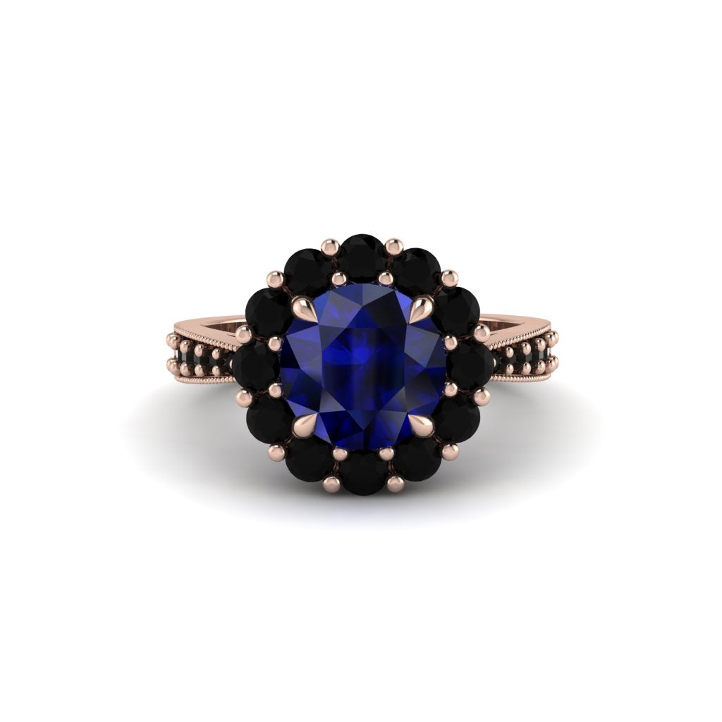 Black Diamond Round Halo Engagement Ring - Unity No. 44