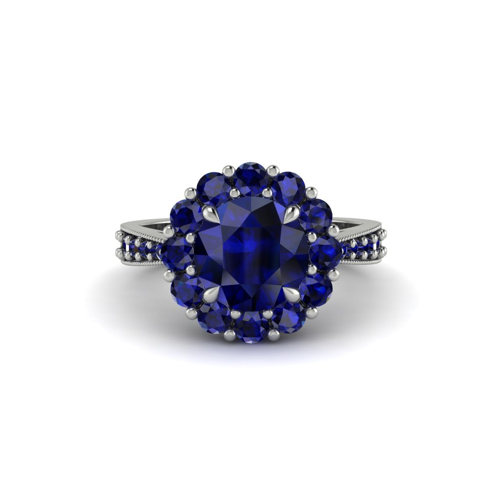 Sapphire Round Halo Engagement Ring - Unity No. 75