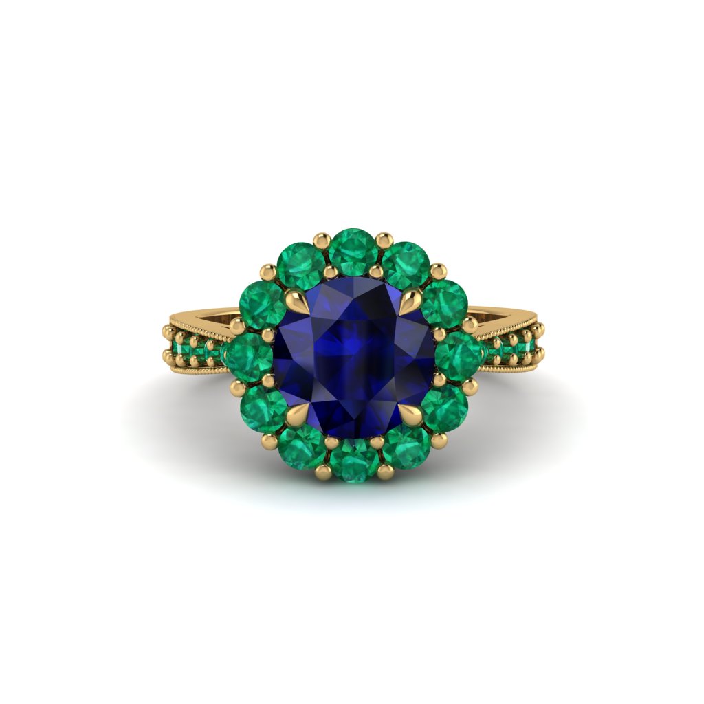 Emerald Round Halo Engagement Ring - Unity No. 28