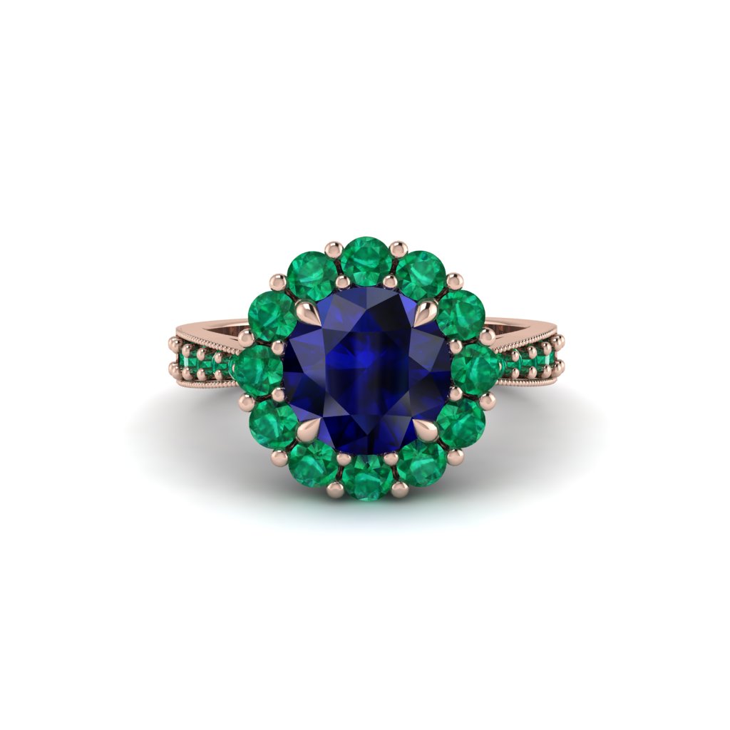 Emerald Round Halo Engagement Ring - Unity No. 29