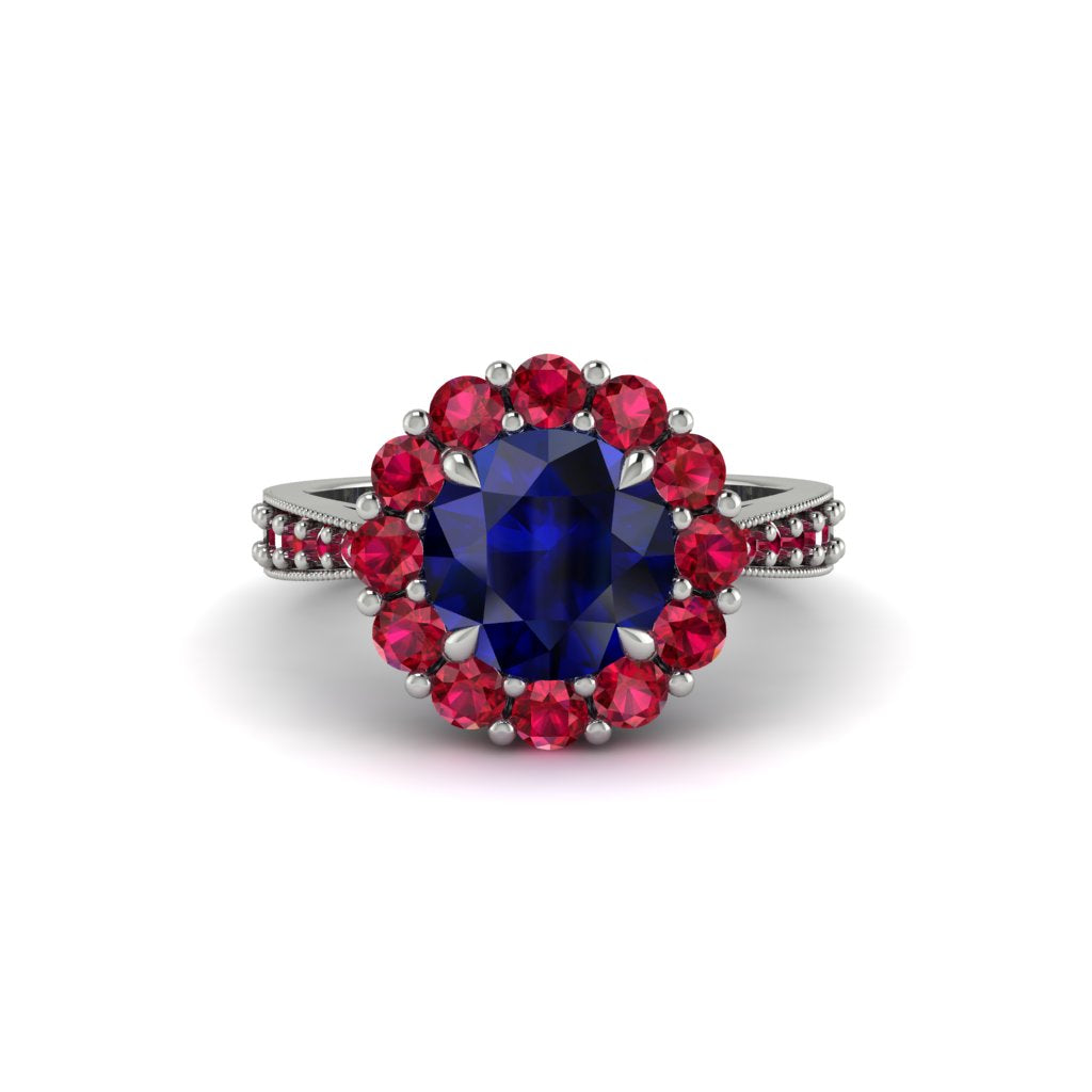 Ruby Round Halo Engagement Ring - Unity No. 60