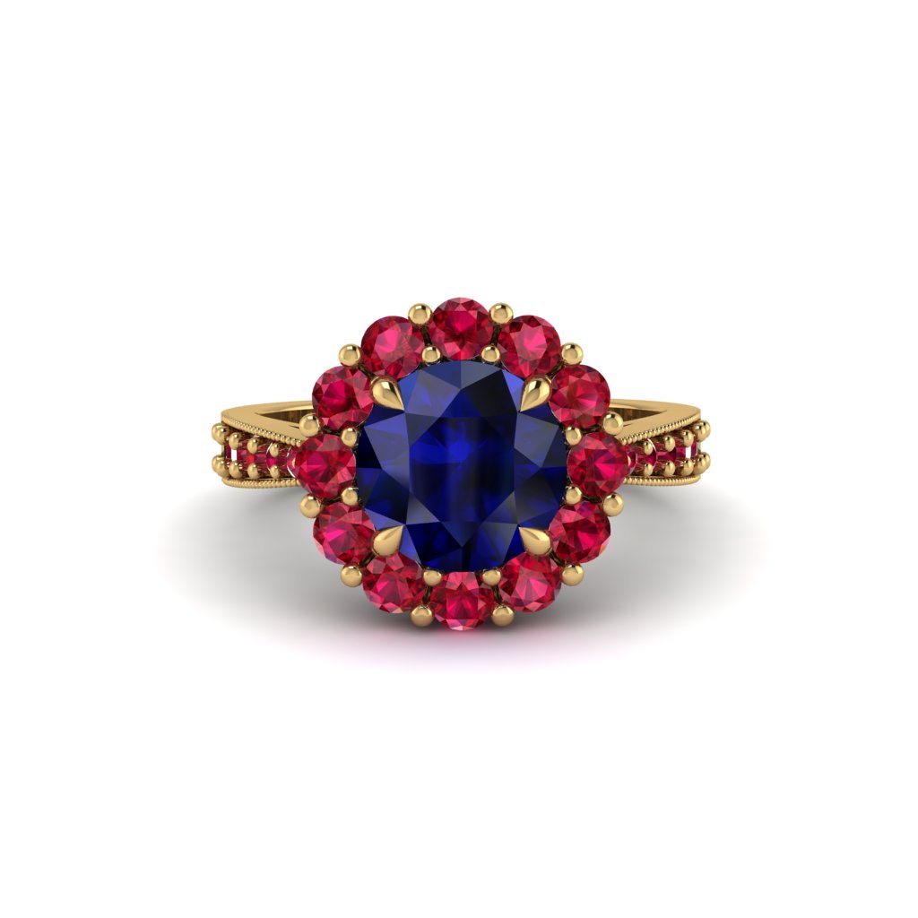 Ruby Round Halo Engagement Ring - Unity No. 58