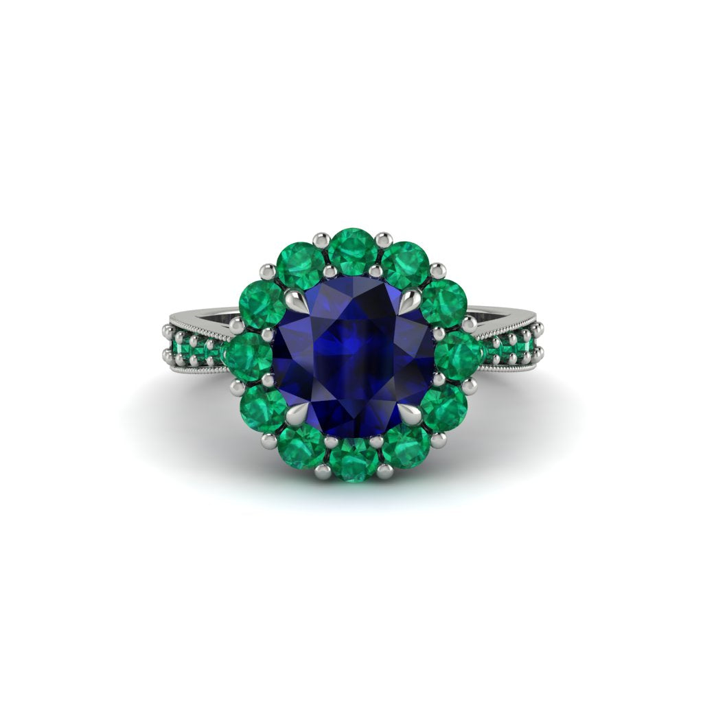 Emerald Round Halo Engagement Ring - Unity No. 30