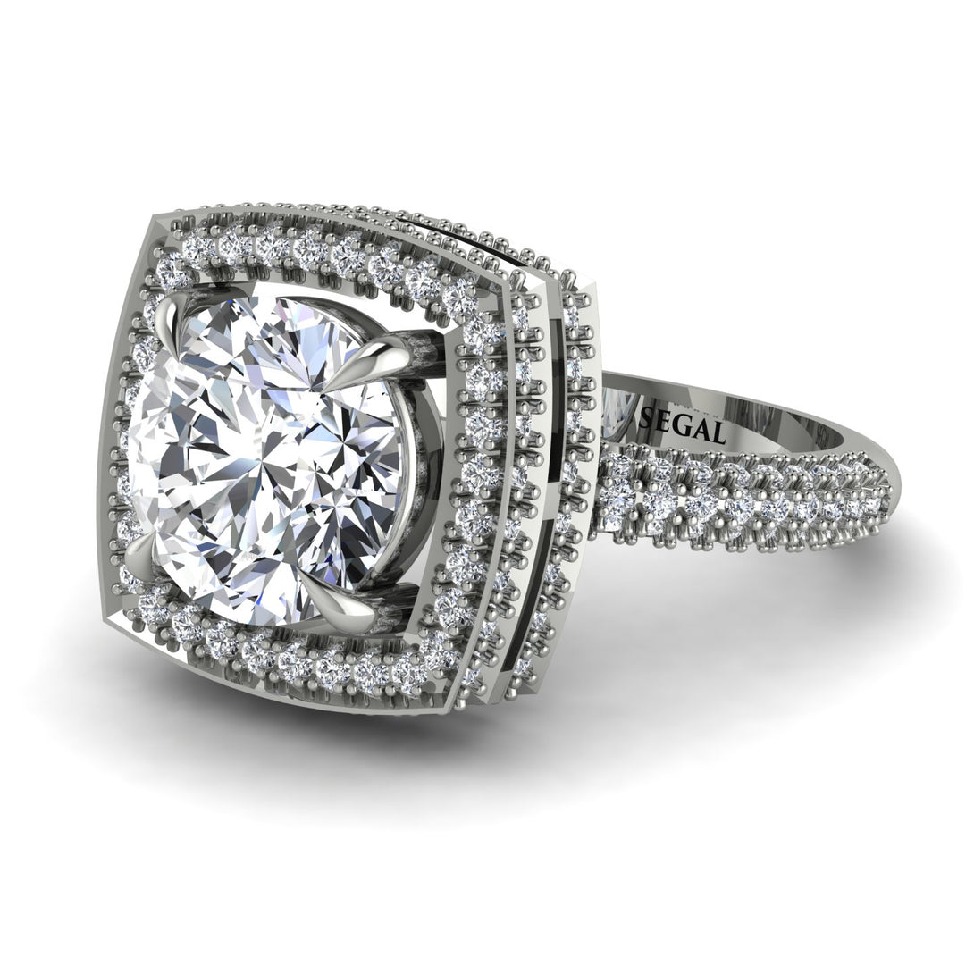 Round Diamond Double Halo Engagement Ring - Kayleigh No. 3