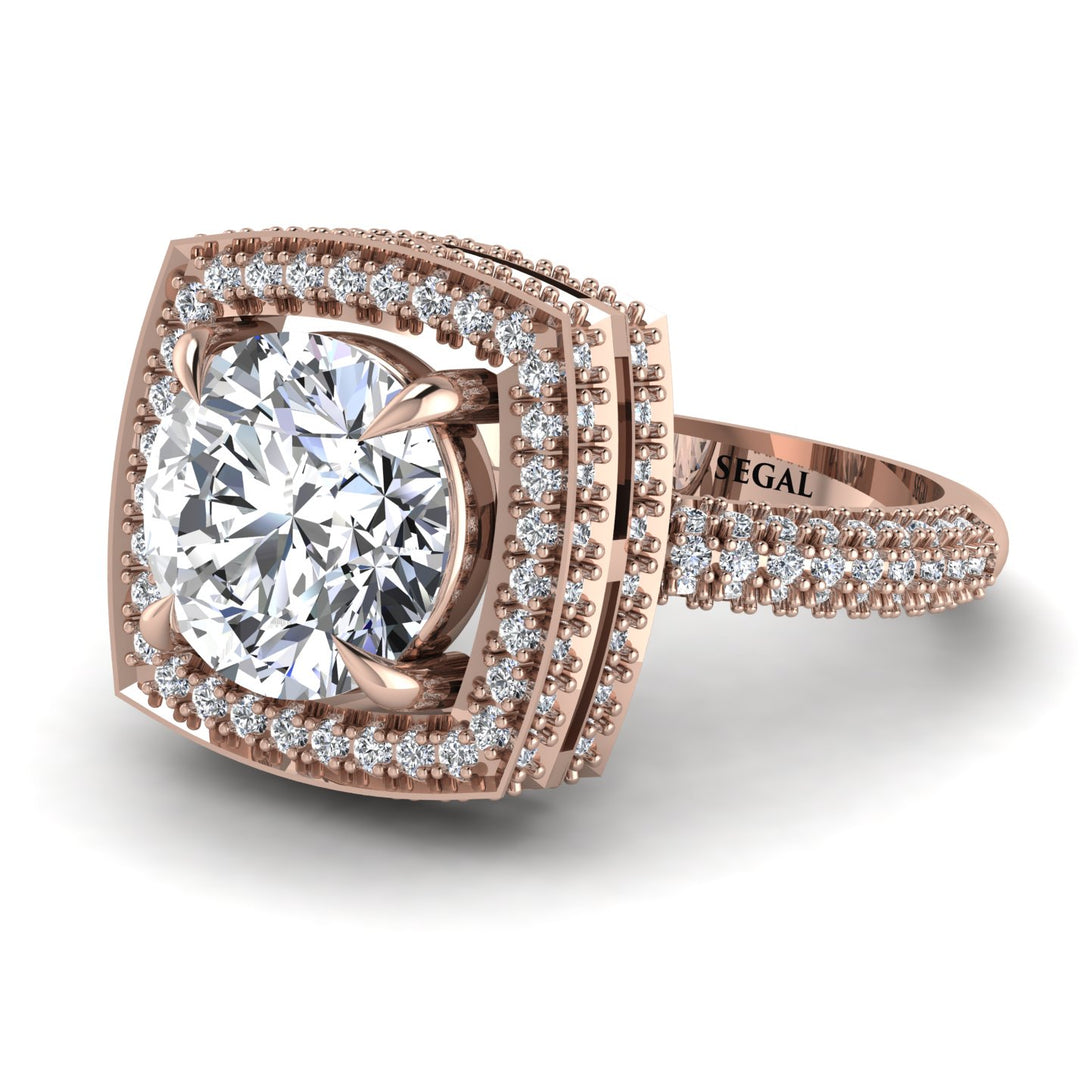 Round Diamond Double Halo Engagement Ring - Kayleigh No. 2