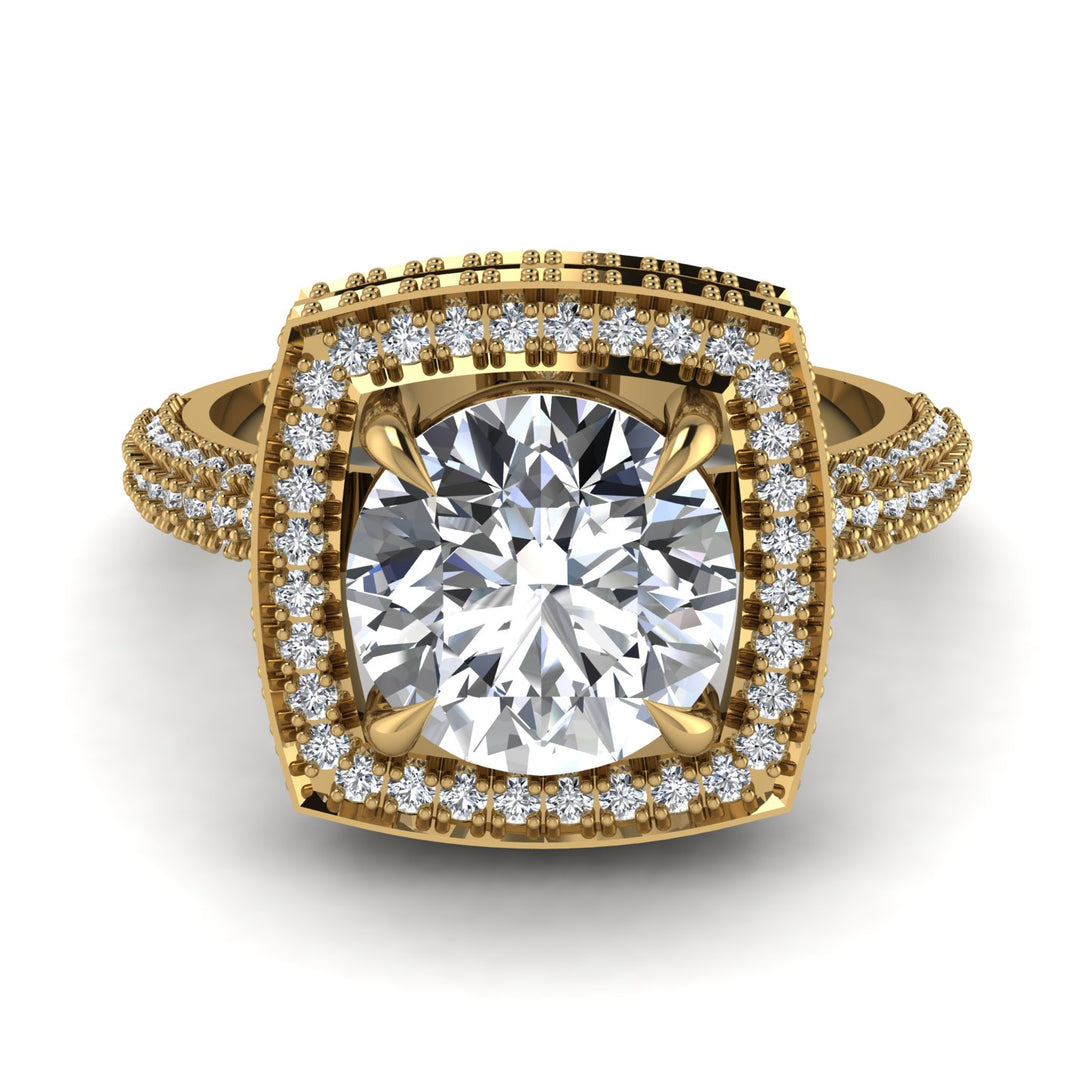 Round Diamond Double Halo Engagement Ring - Kayleigh No. 1
