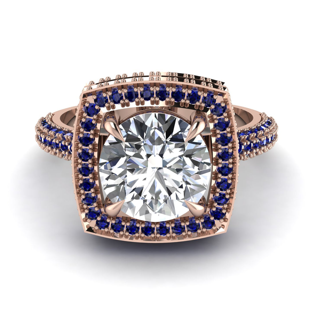 Round Diamond Double Halo Engagement Ring - Kayleigh No. 62