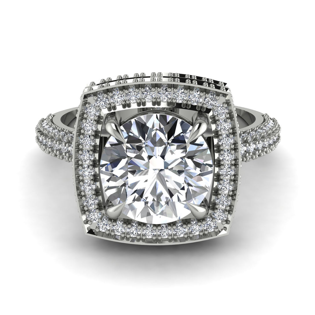 Round Diamond Double Halo Engagement Ring - Kayleigh No. 3