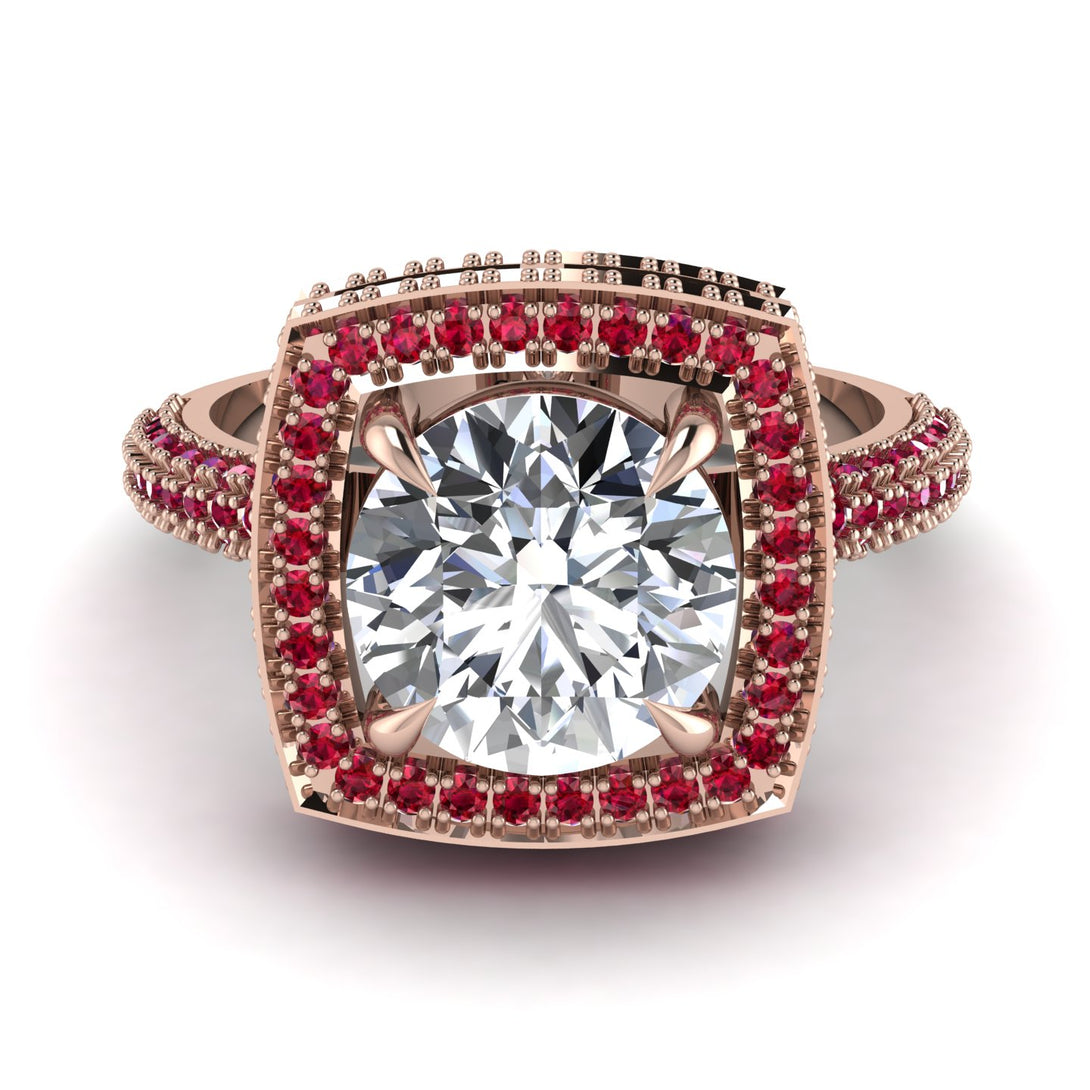 Round Diamond Double Halo Engagement Ring - Kayleigh No. 47