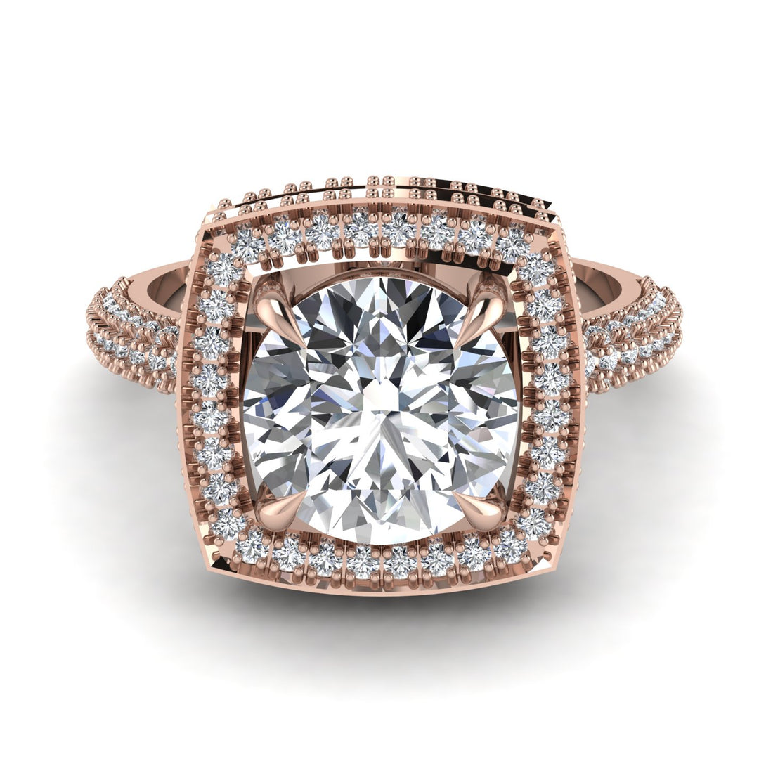 Round Diamond Double Halo Engagement Ring - Kayleigh No. 2